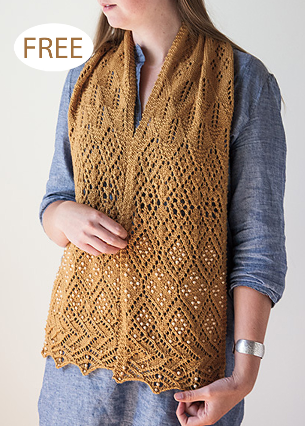 Diamond Learn to Knit Lace Scarf Free Knitting Pattern