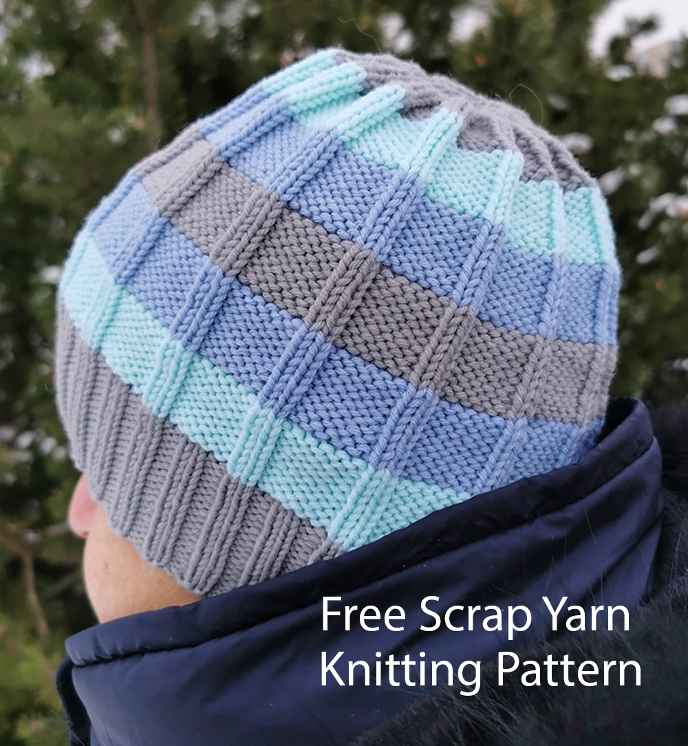 Leftover Yarn Striped Hat De-Stash Fashion Knitting Pattern