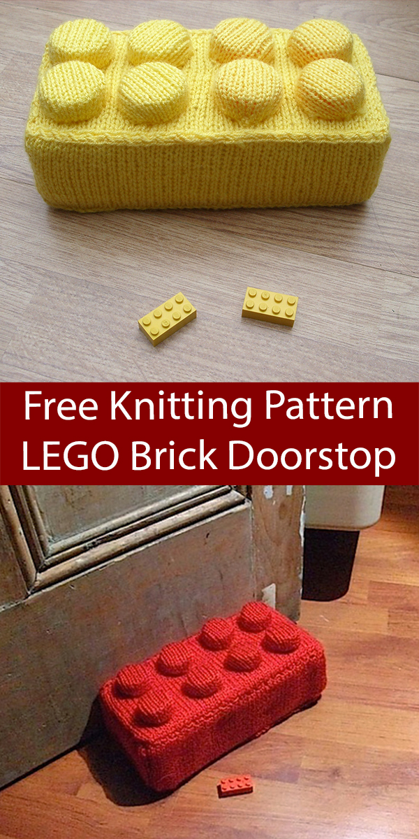 Free Knitting Pattern LEGO Brick Doorstop