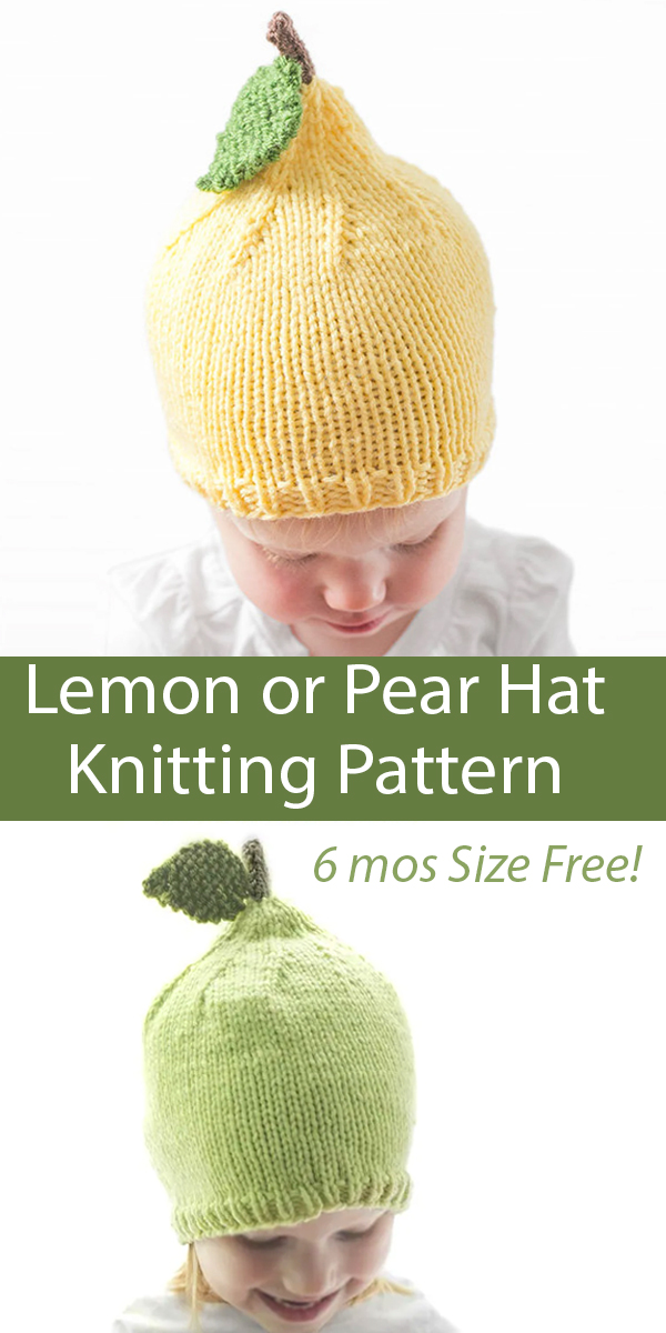 Free Knitting Pattern Lemon or Pear Baby Hat