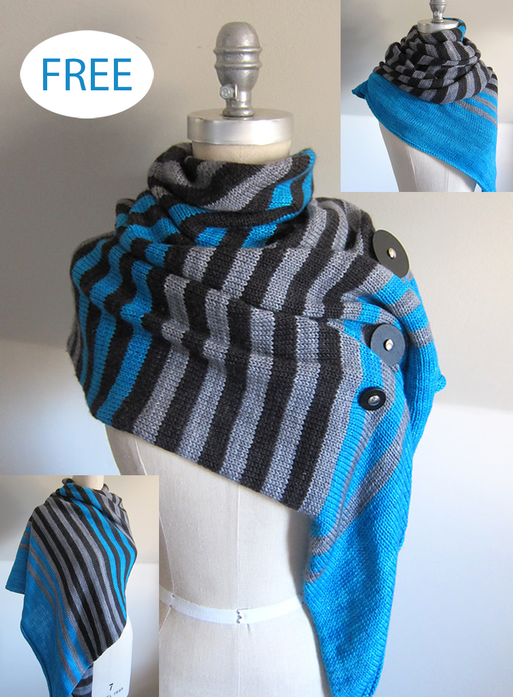 Free Knitting Pattern L'escargot Bleu Shawl