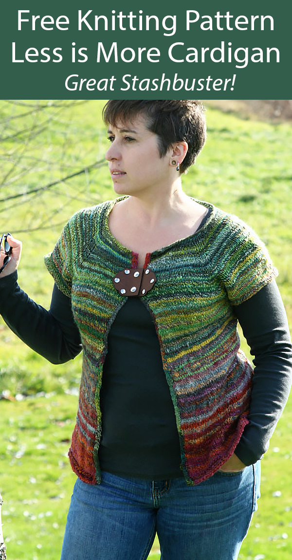 Free Knitting Pattern for Stashbuster Less is More Cardigan