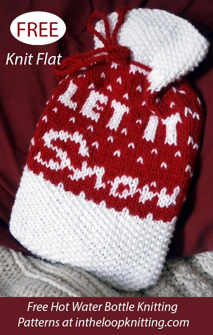 Free Let It Snow Hot Water Bottle Cover Knitting Pattern