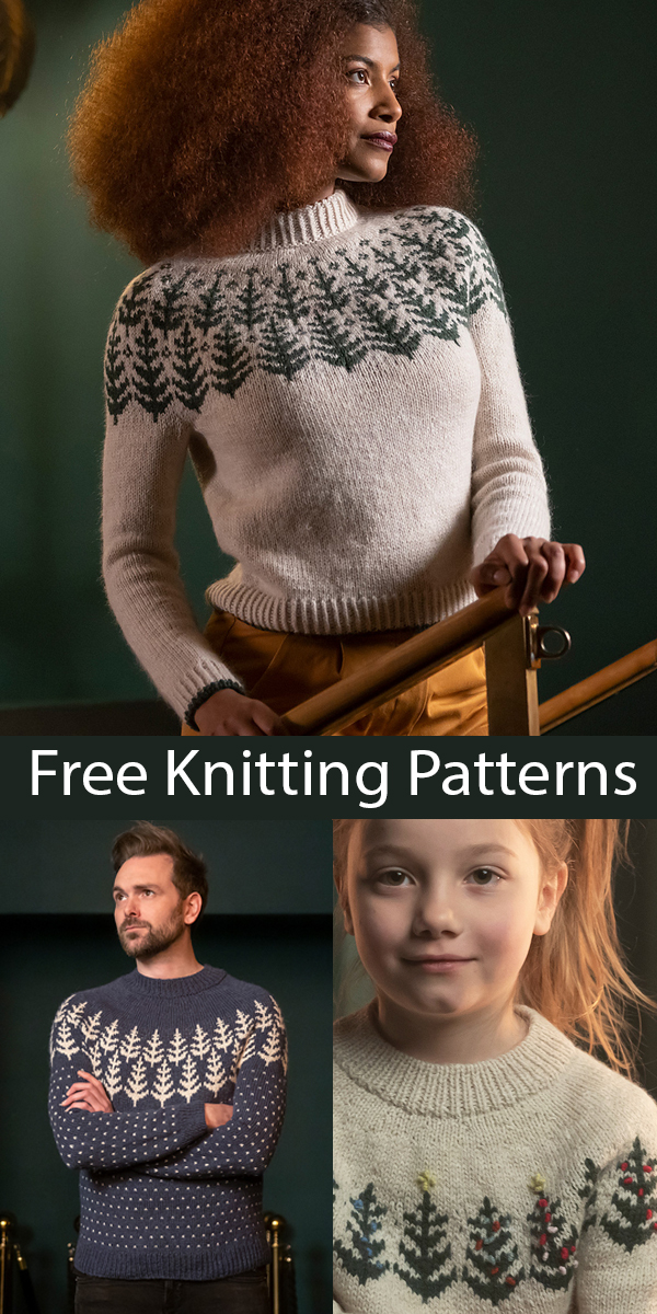 Free Evergreen Tree Sweater Knitting Patterns Holiday Adult and Child Sweaters