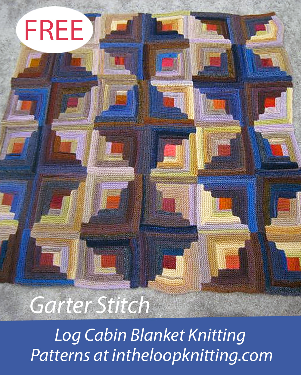 Free Knitting Pattern Light and Dark Log Cabin Afghan