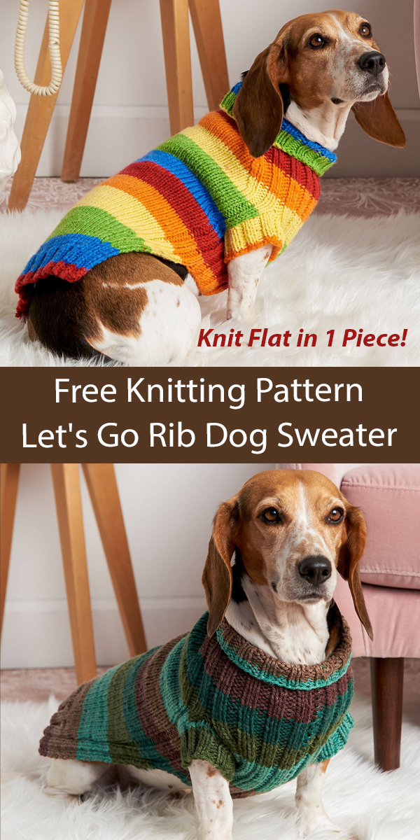 Free Knitting Pattern Let's Go Rib Dog Sweater