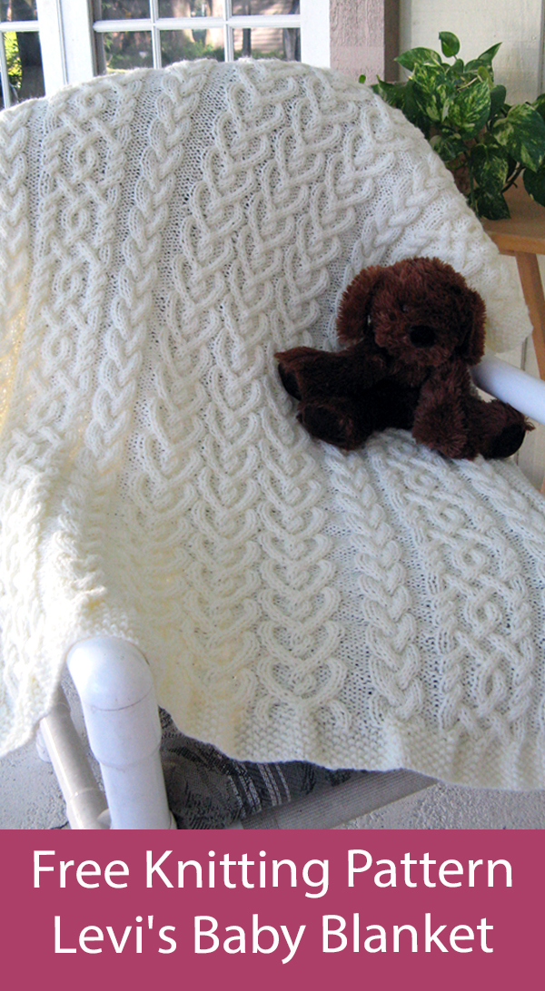 Free Baby Blanket Knitting Pattern Levi's Baby Blanket with heart cable motif