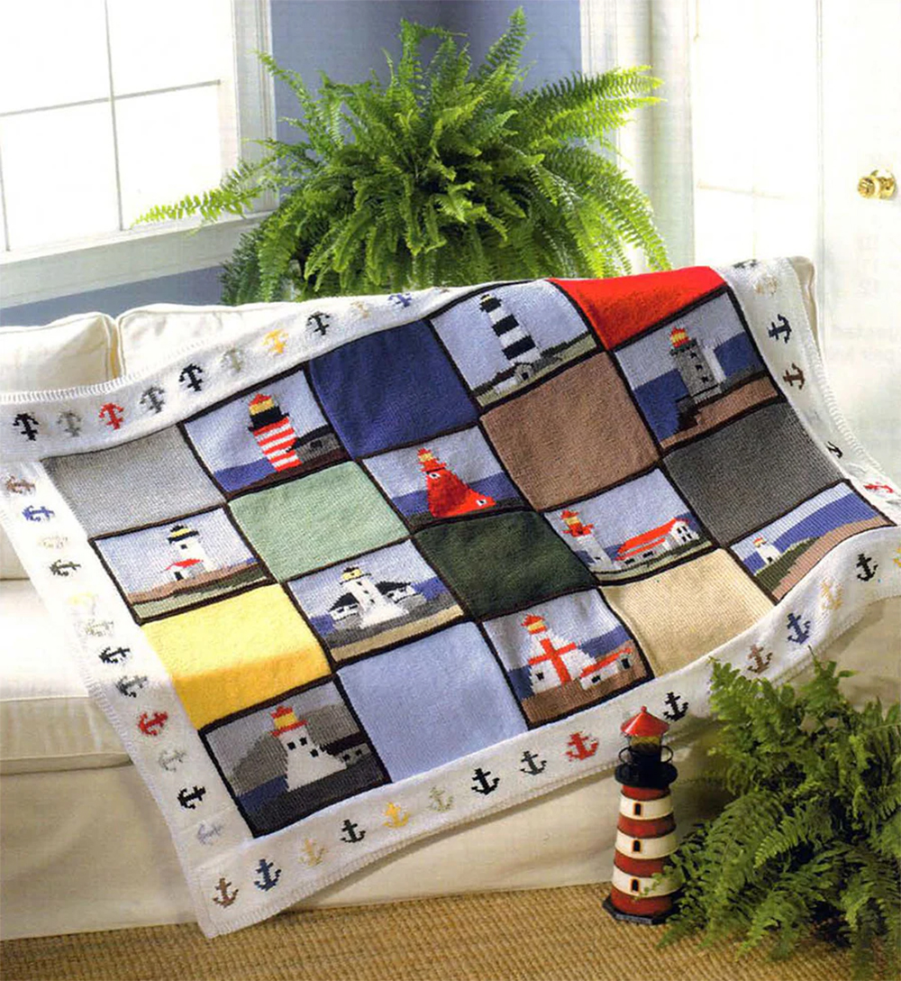 Lighthouses Afghan Knitting Pattern