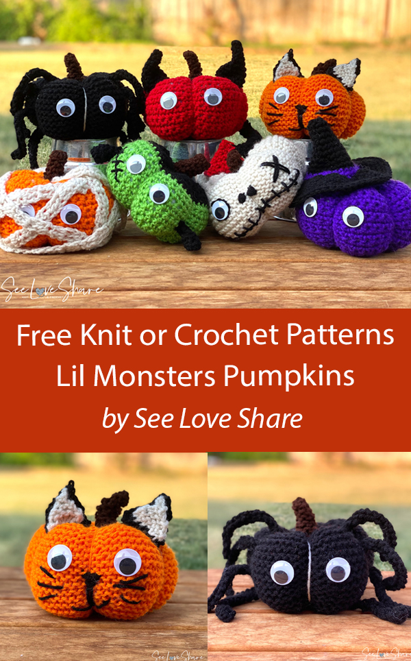 Free Halloween Knitting Pattern Lil Monsters Pumpkins