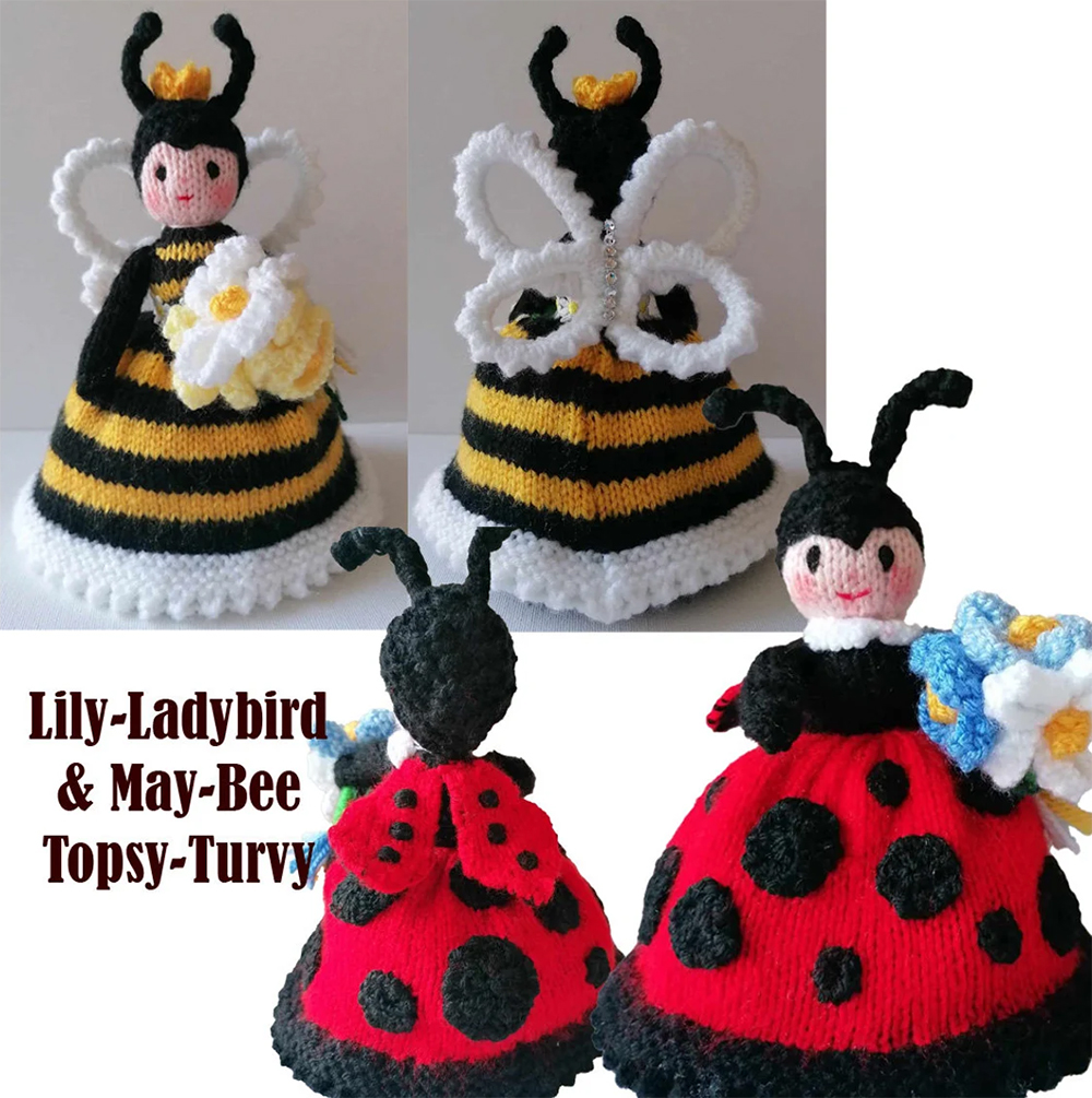 Lily-Ladybug and May-Bee Topsy-Turvy  Knitting Pattern