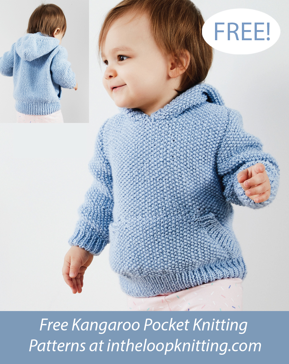 Free Babies Seed Stitch Jumper with Pocket and Hood Knitting Pattern