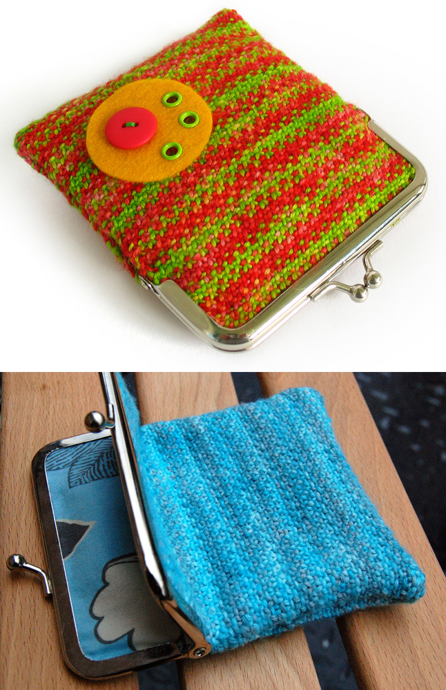Free Knitting Pattern for Linen Stitch Coin Purse