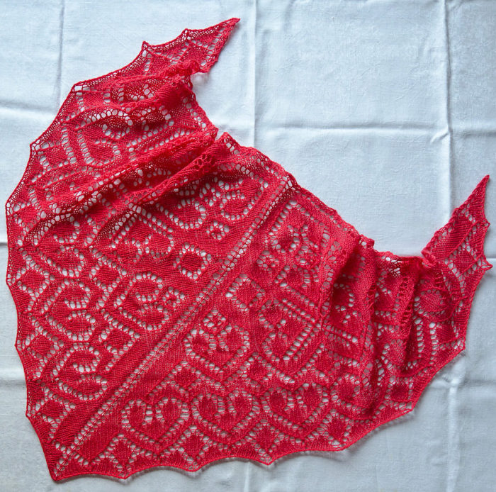 Free Knitting Pattern for Little Valentine Shawl