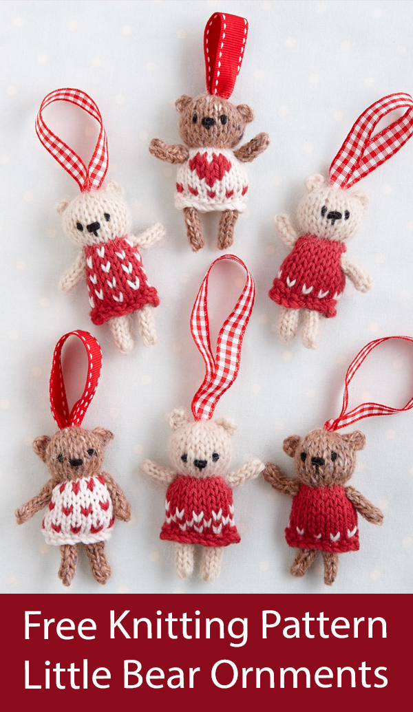 Christmas Tree Ornament Free Knitting Pattern Little Bear Tree Decorations