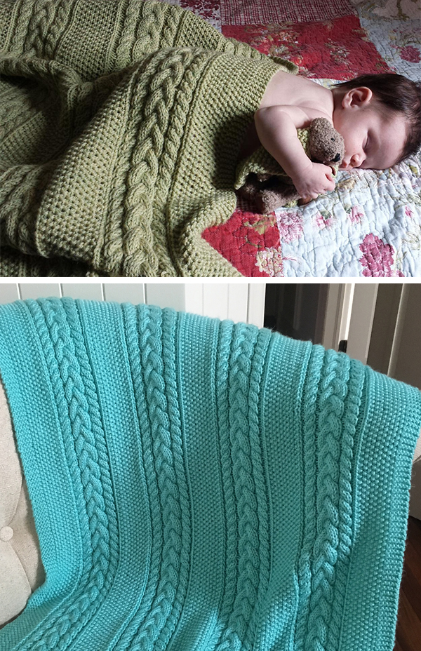 Free Knitting Pattern for 8 Row Repeat Triple Cable Baby Blanket