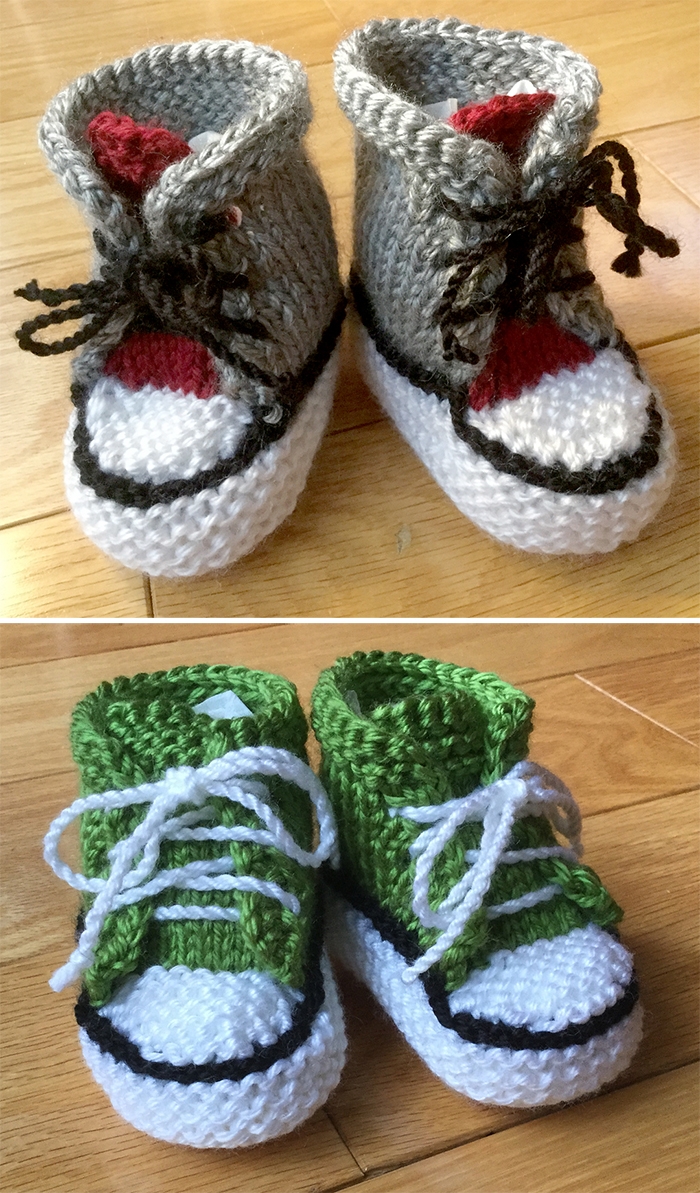 Free Knitting Pattern for Little Converse Booties
