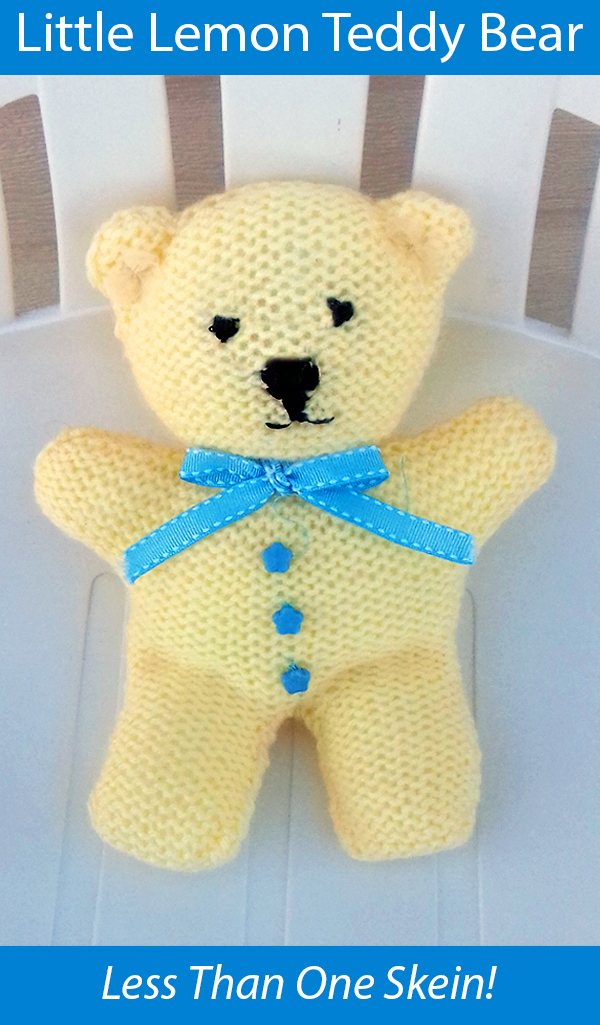 Knitting Pattern for Little Lemon Teddy Bear in One Skein