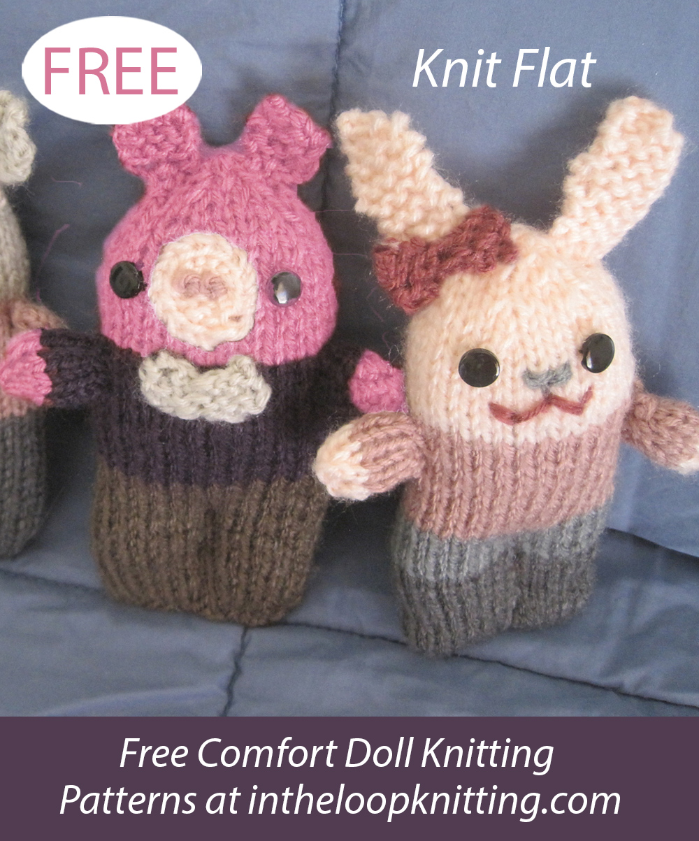 Free Little Pig And Bunny Knitting Pattern Comfort Dolls