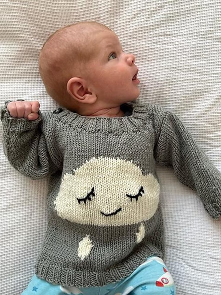 Free Baby and Child Sweater Knitting Pattern Little Rain Cloud Sweater