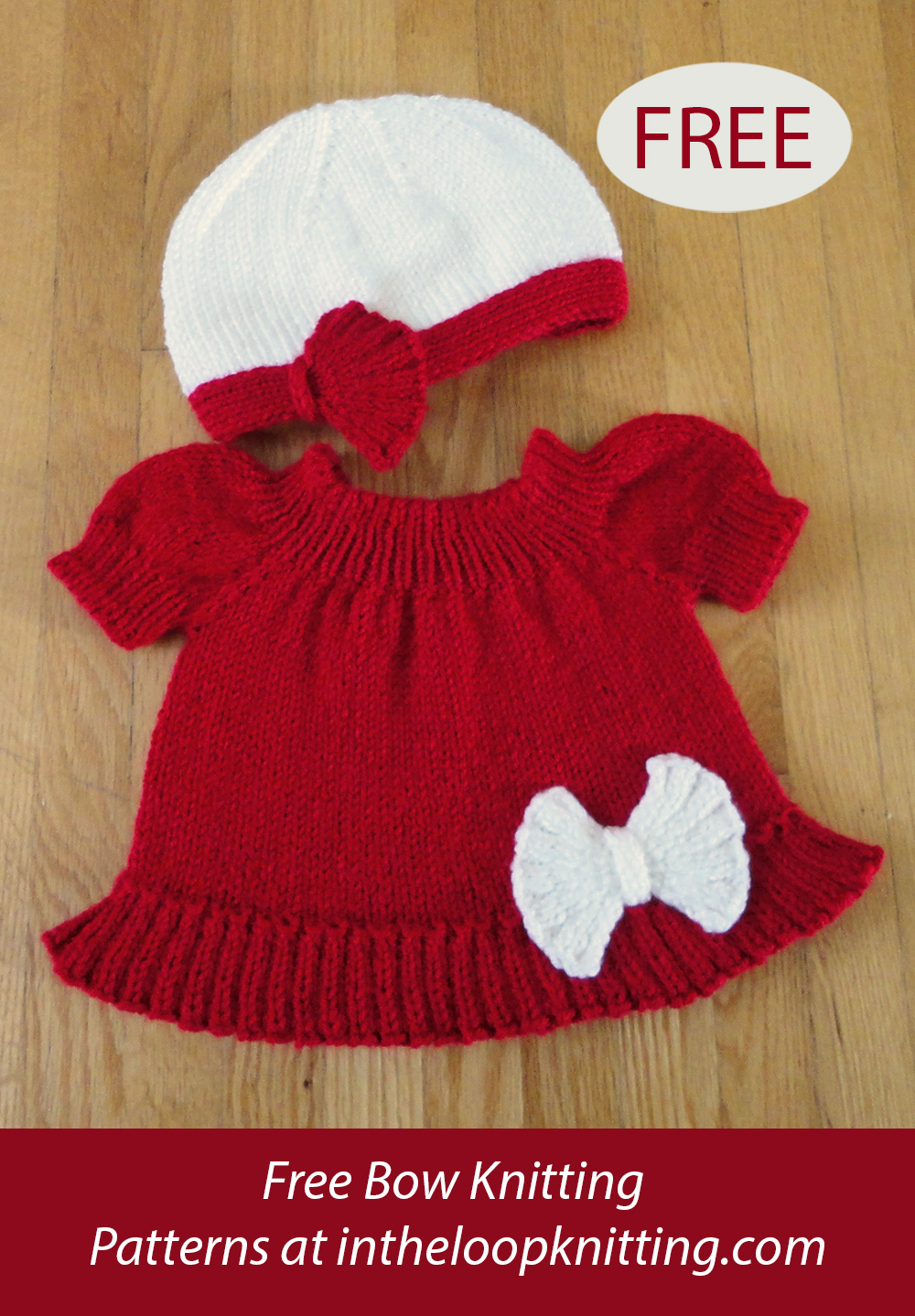 Free Little Red Baby Dress and Hat Knitting Pattern