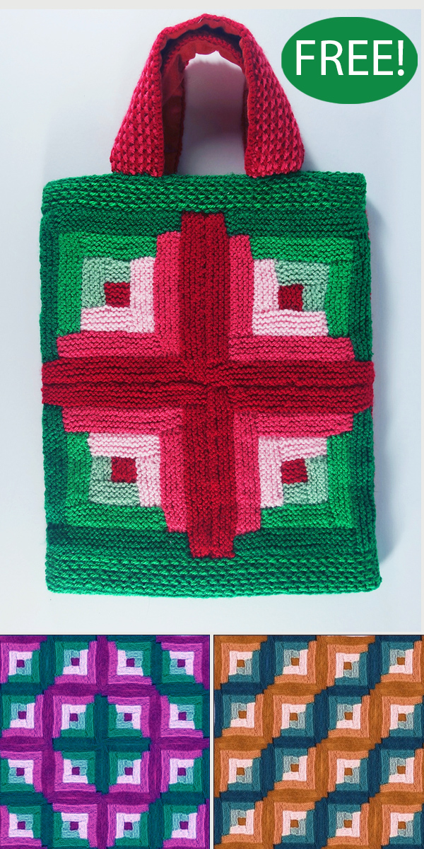 Free Tote Knitting Pattern Log Cabin Bag or Blanket