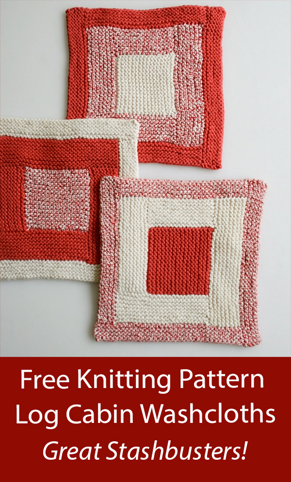 Free Dish Cloth Knitting Pattern Log Cabin Washcloths Stashbuster
