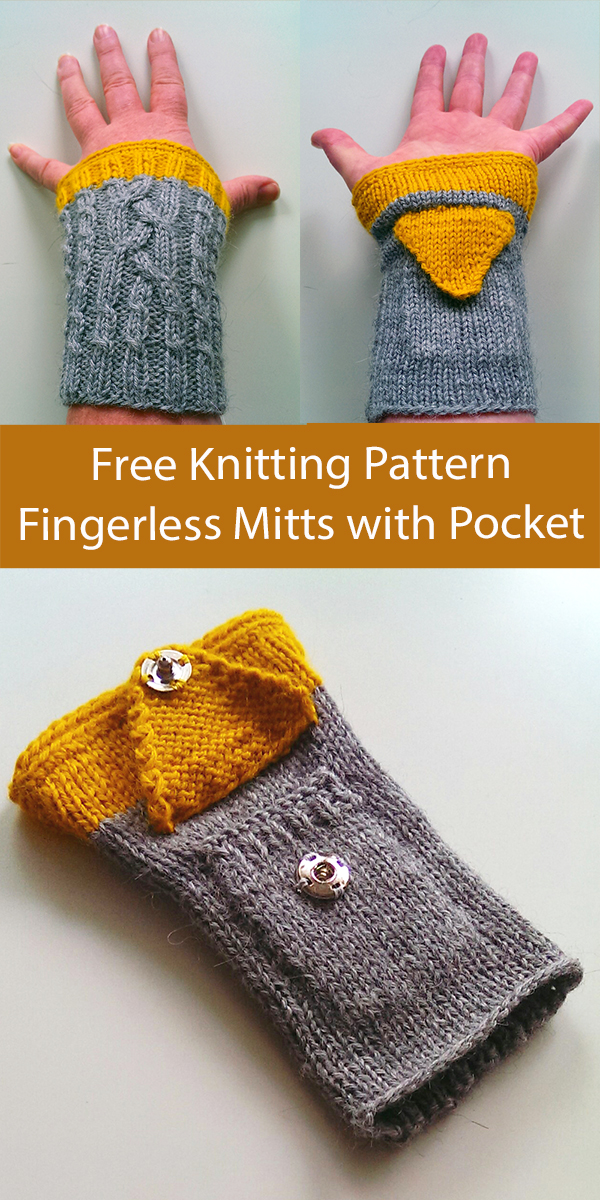 Free Knitting Pattern Fingerless Mitts with Pocket