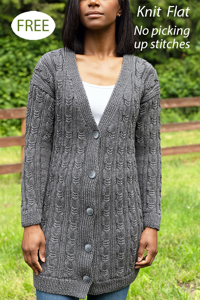 Free Easy Long Cabled Cardigan Knitting Pattern
