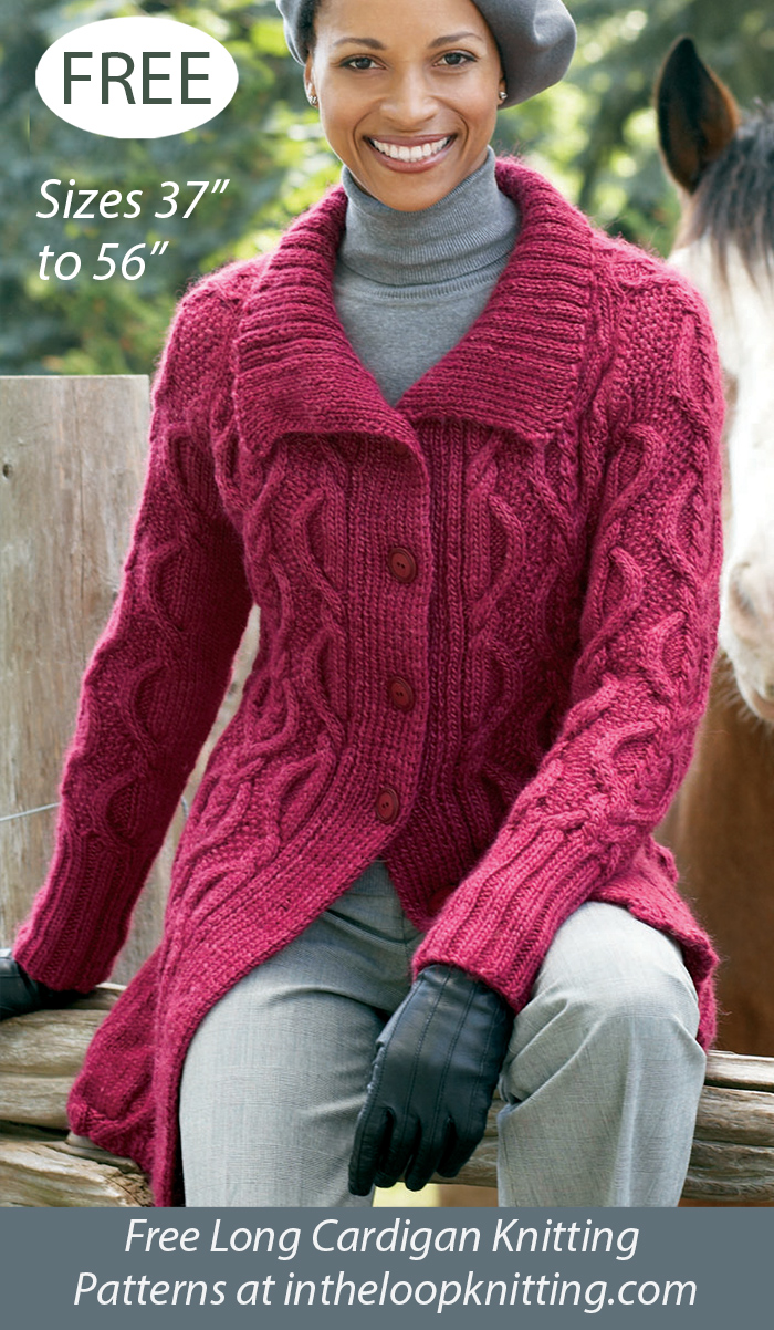 Free Long Cabled Cardigan Knitting Pattern