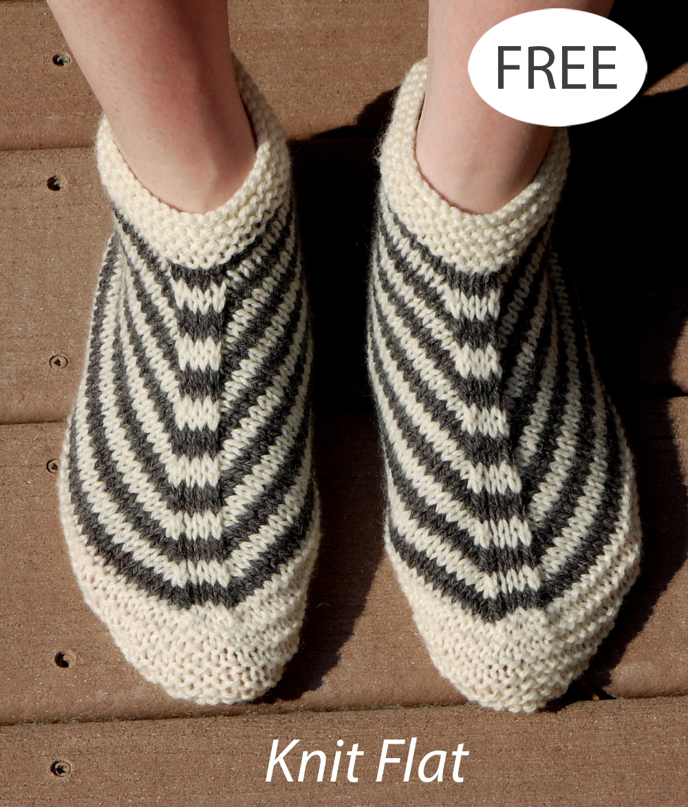 Free Long John Booties Slippers Knit Flat Knitting Pattern