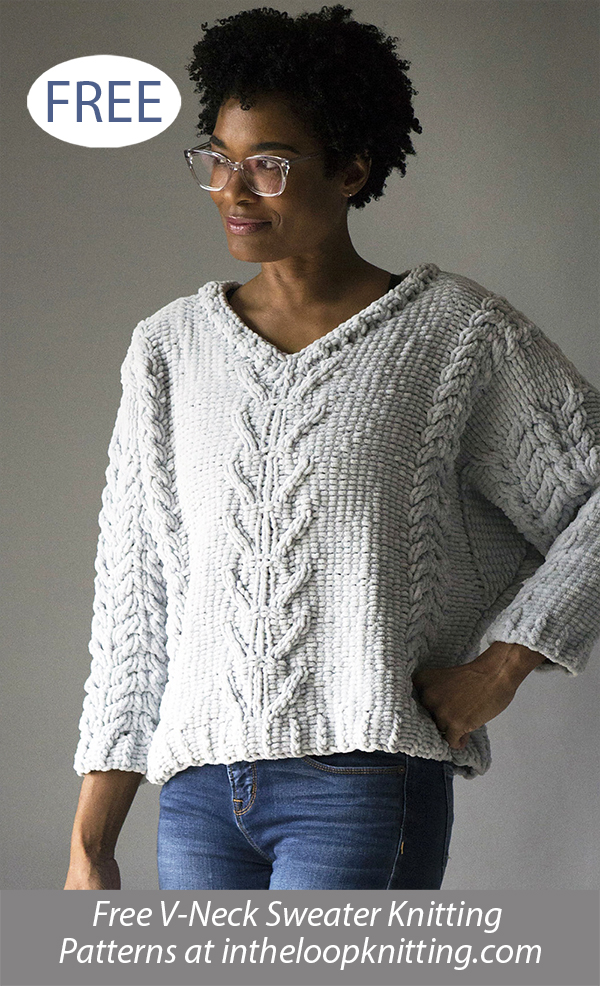 Free Lounge Pullover V-Neck Sweater Knitting Pattern