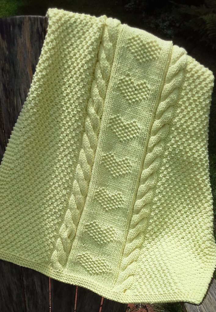 Free heart baby blanket knitting pattern hot sale