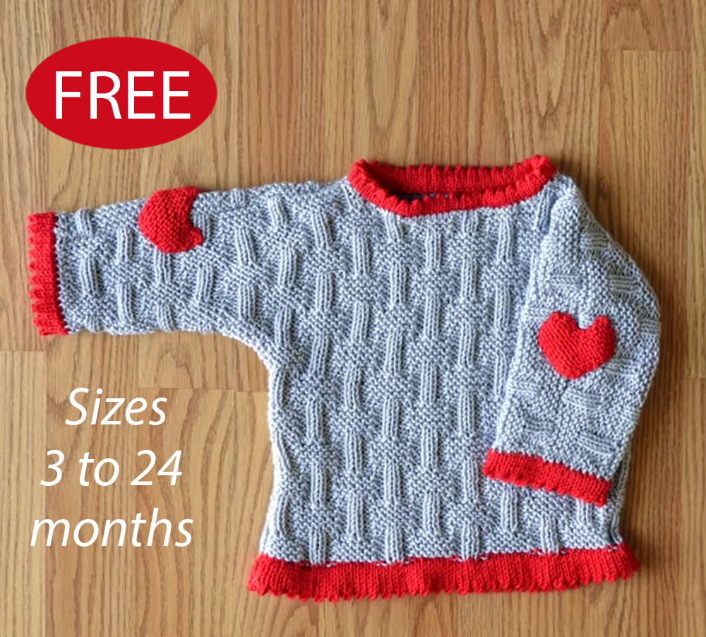 Free Love Patches Baby Sweater Knitting Pattern