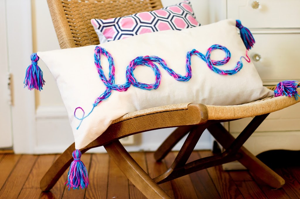 DIY Tasseled Love Pillow