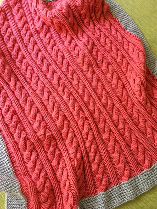 Free Knitting Pattern for 8 Row Repeat Luca Cable Baby Blanket