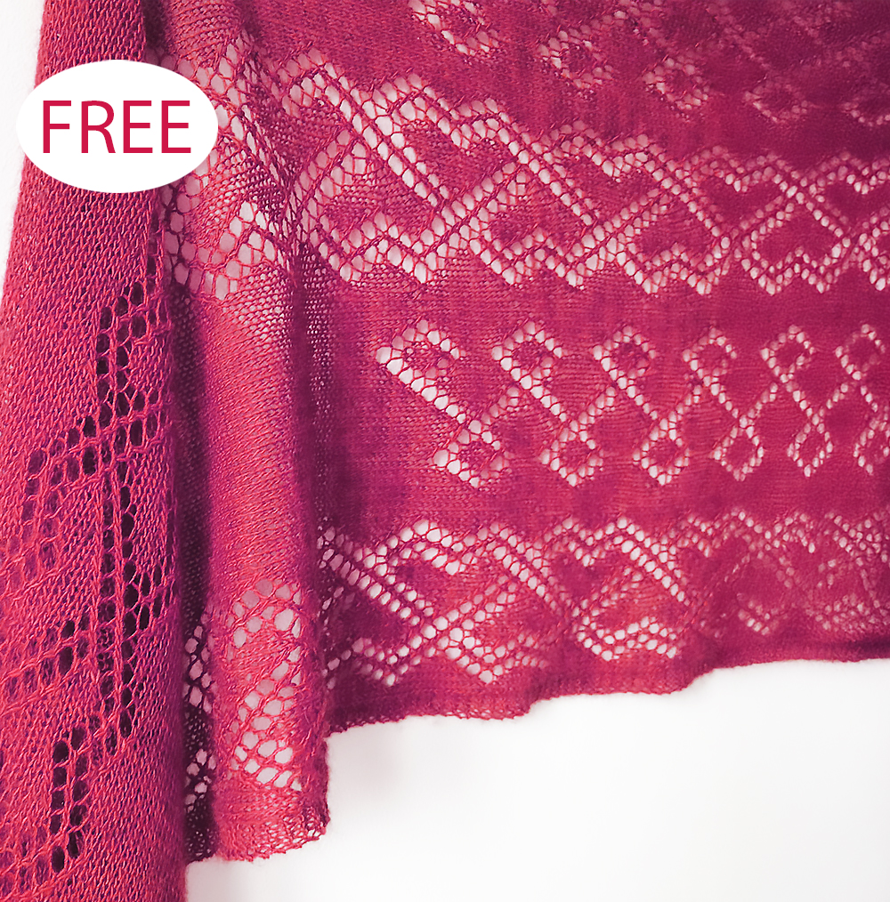 Valentine's Day Lucarne Shawl Free Knitting Pattern
