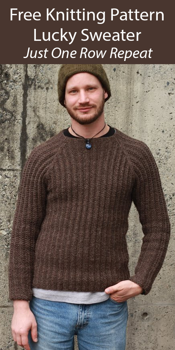 Free Knitting Pattern for Lucky Sweater 1 Row Repeat