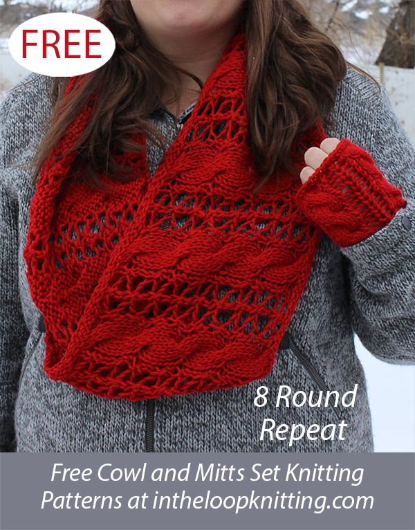 Luge Cowl and Mitts Knitting Pattern Set