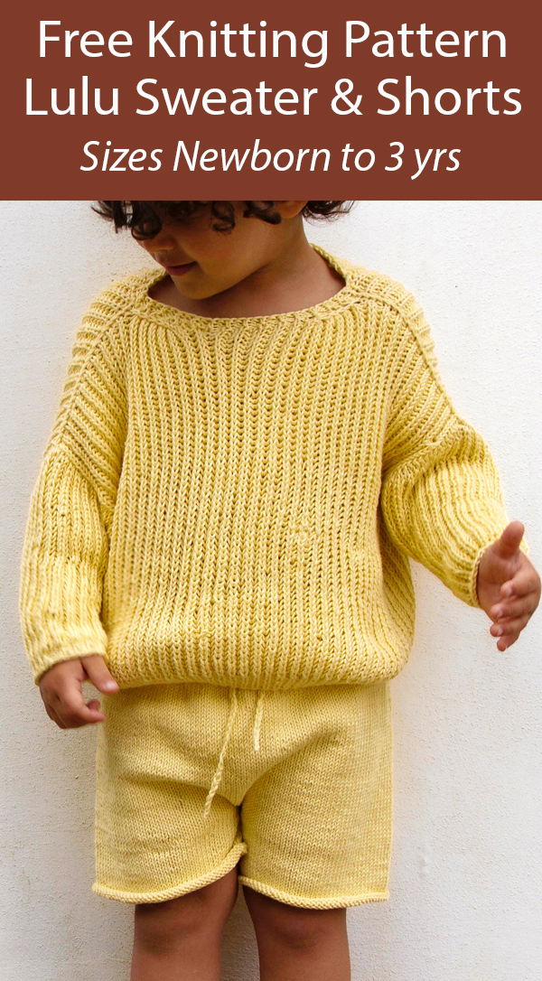Free Knitting Pattern for Lulu Sweater & Shorts for Babies and Toddlers