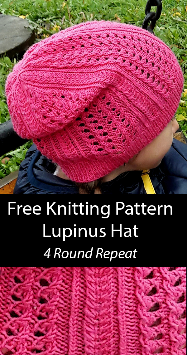 Free Lupinus Hat Knitting Pattern 4 Row Repeat