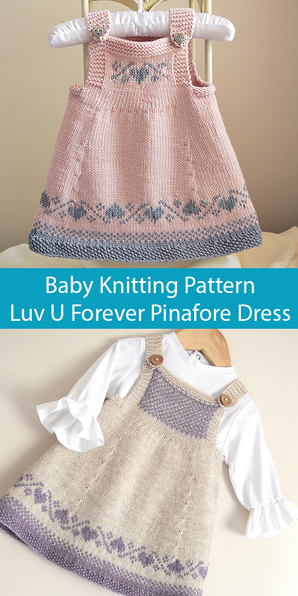 Knitting Pattern for Luv U Forever Baby Pinafore Dress