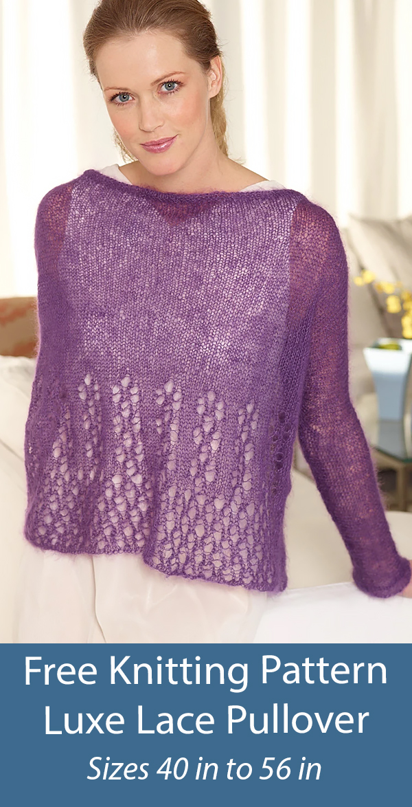 Free Sweater Knitting Pattern Luxe Lace Pullover