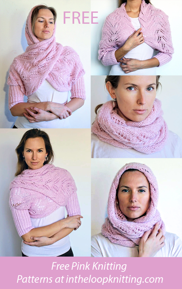 Free Pink Hooded Shrug Wrap Knitting Pattern