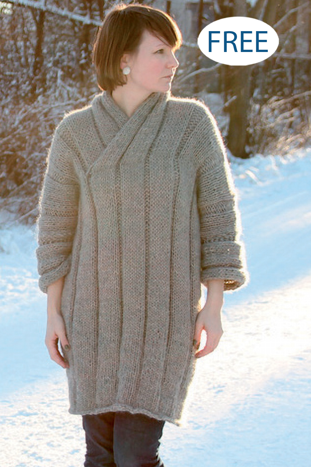 Free Women's Shawl Collar Luxury Sweater Knitting Pattern 