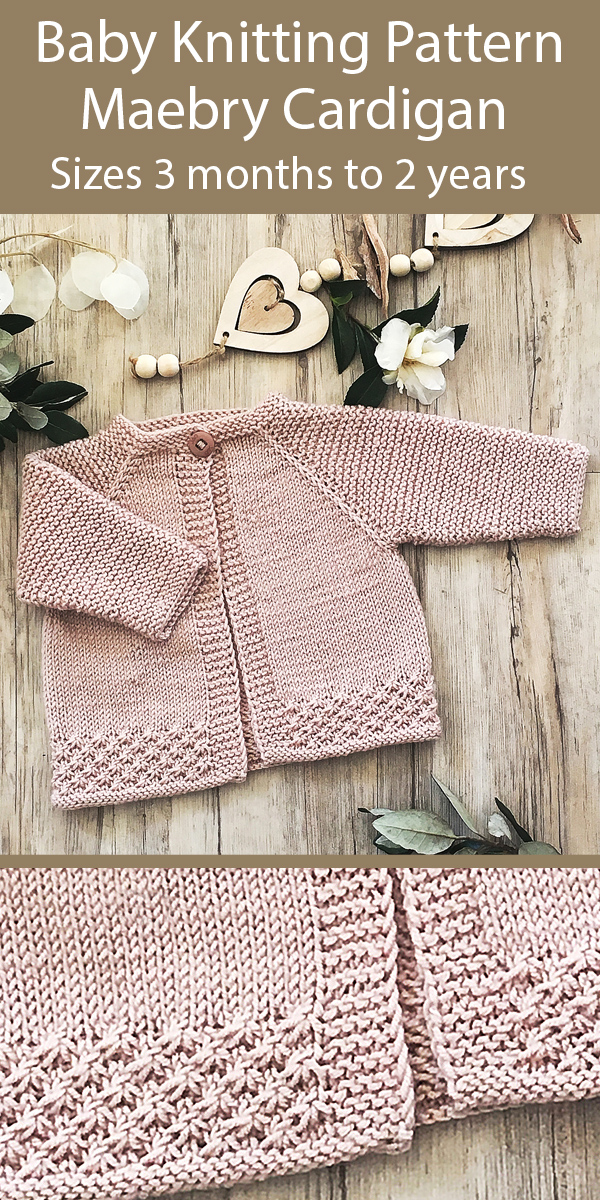 Knitting Pattern for Baby Maebry Cardigan Sizes 3 months to 2 years