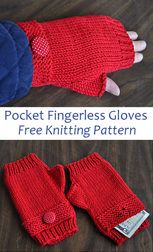 Free Knitting Pattern for Pocket Fingerless Gloves