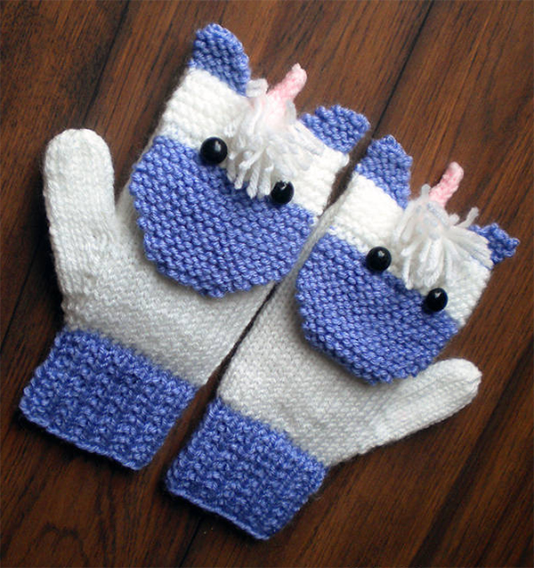 Knitting Pattern for Magical Unicorn Mittens for the Family