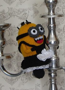 Free knitting pattern for Minion in maid costume
