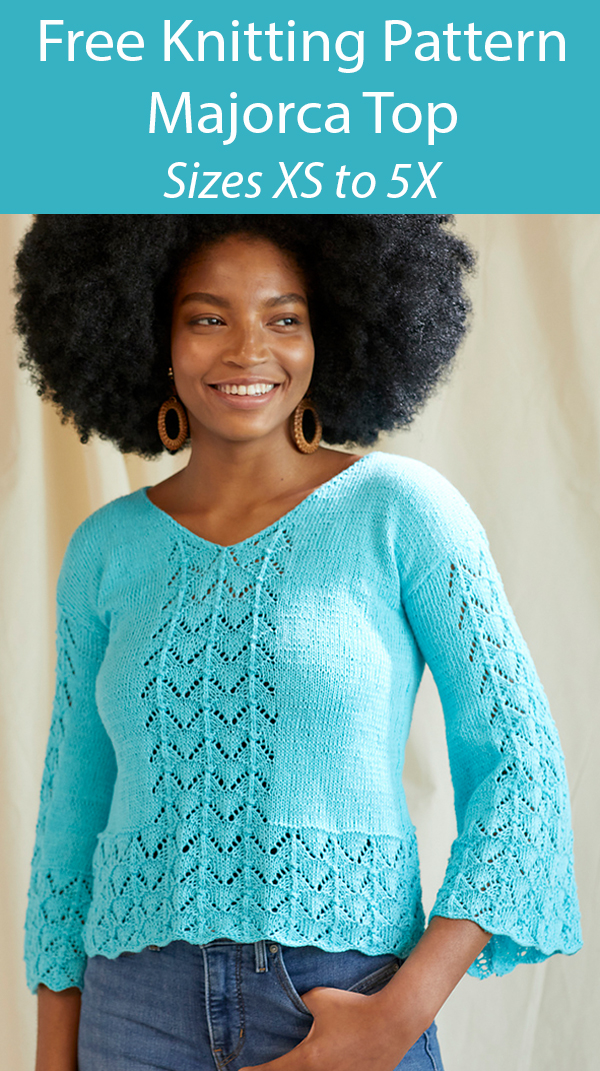 Free Knitting Pattern for Majorca Top Sizes XS to 5X