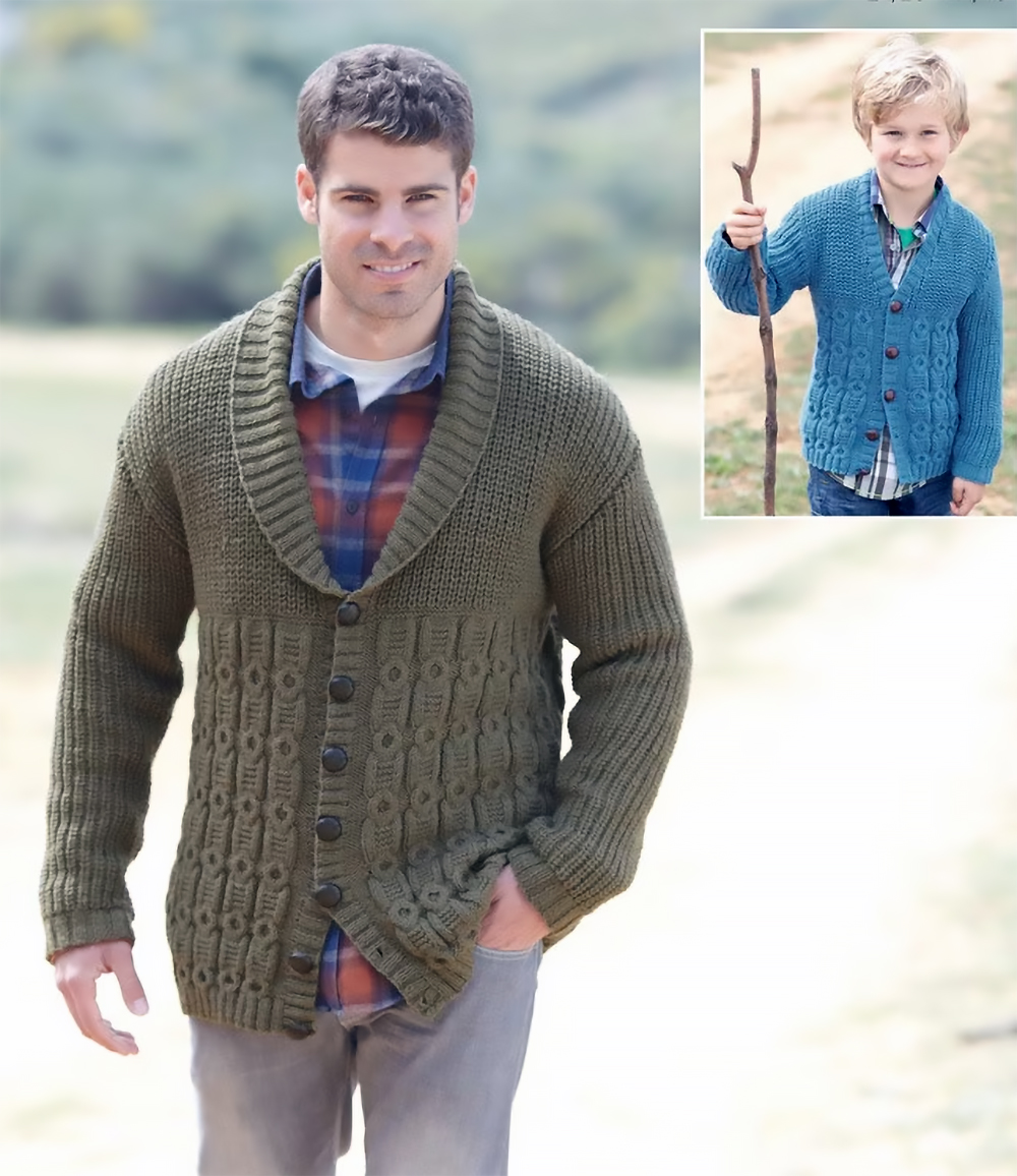 Sweater Knitting Patterns Man's and Boy's Cardigans 7123